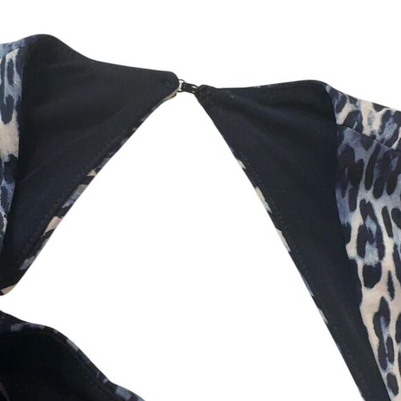 Cache Vintage Blue leopard print halter top with ruffle detail - Picture 3 of 4